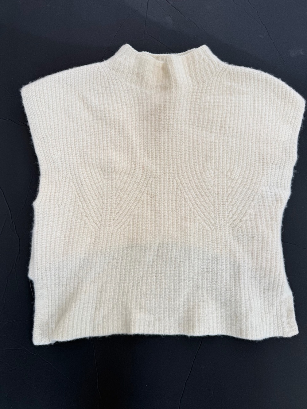 Maeve by Anthropologie Sleeveless Cream Mock Neck 100% Lambswool Sweater XXS
